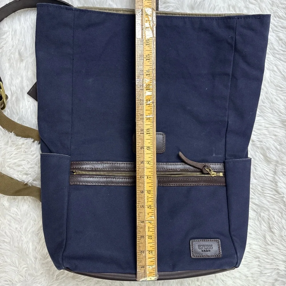 Esperos Soho Rolltop Backpack Navy Canvas Leather Straps USA Made‎ Laptop Bag